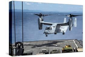 An MV-22 Osprey Lands on the Flight Deck of USS Germantown-null-Stretched Canvas