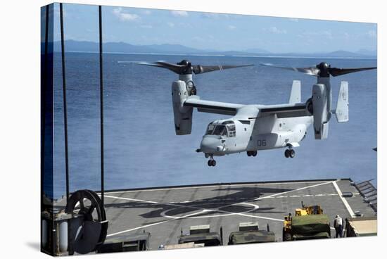 An MV-22 Osprey Lands on the Flight Deck of USS Germantown-null-Stretched Canvas