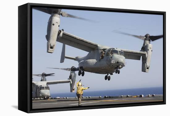 An MV-22 Osprey Takes Off from the Amphibious Assault Ship USS Kearsarge-null-Framed Stretched Canvas