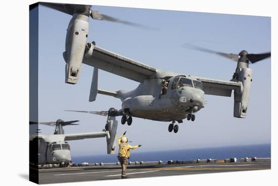 An MV-22 Osprey Takes Off from the Amphibious Assault Ship USS Kearsarge-null-Stretched Canvas