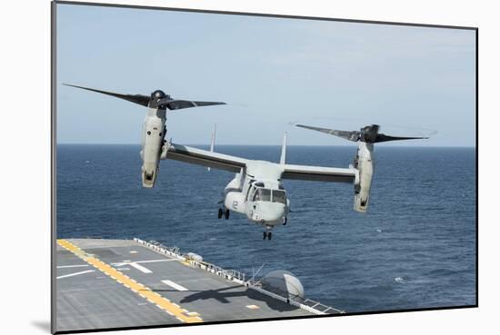 An MV-22B Osprey Lands Aboard the Amphibious Assault Ship USS Wasp-null-Mounted Photographic Print