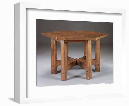 An Oak Hexagonal Library Table, Circa 1912-Dirk Van Erp-Framed Giclee Print