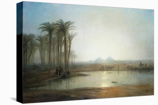 An Oasis Near the Pyramids, Egypt-Frederick Barry-Stretched Canvas