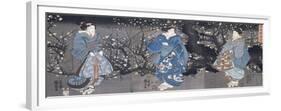 An Oban Triptych Depicting a Nocturnal Scene with Three Bijin-Kuniyoshi Utagawa-Framed Giclee Print