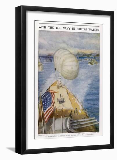 An Observation Balloon on an American Battleship in British Waters-Charles W. Wyllie-Framed Art Print