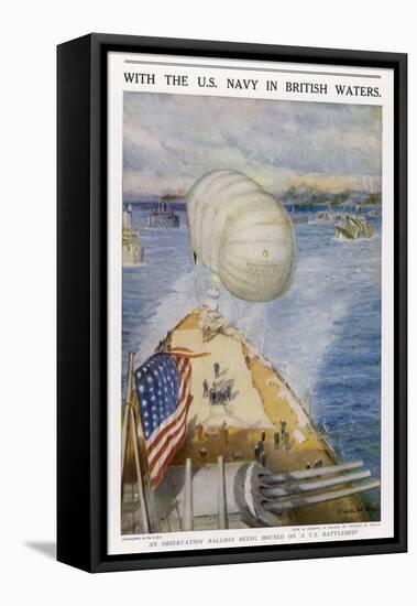 An Observation Balloon on an American Battleship in British Waters-Charles W. Wyllie-Framed Stretched Canvas