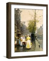 An October Morning in Amsterdam, C1895-Hans Hermann-Framed Giclee Print