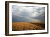 An off-road vehicle driving in the African savanna, Masai Mara Game Reserve, Kenya, East Africa, Af-null-Framed Photographic Print