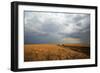 An off-road vehicle driving in the African savanna, Masai Mara Game Reserve, Kenya, East Africa, Af-null-Framed Photographic Print