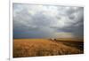 An off-road vehicle driving in the African savanna, Masai Mara Game Reserve, Kenya, East Africa, Af-null-Framed Photographic Print