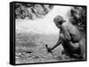 An Offering at the Waterfall, Nambe Indian-Edward S^ Curtis-Framed Stretched Canvas