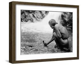 An Offering at the Waterfall, Nambe Indian-Edward S^ Curtis-Framed Photo