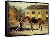 An Officer of the 6th Dragoon Guards, Caribineers with His Mount in the Barrack's Stable Yard-John Frederick Herring II-Framed Stretched Canvas