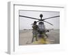 An Oh-58D Kiowa Warrior Pilot Stands Beside His Aircraft-null-Framed Photographic Print