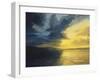 An Oil Painting on Canvas of a Dramatic High Contrast Sunset Sea View. A Battle between the Warm Li-Kiril Stanchev-Framed Art Print