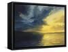 An Oil Painting on Canvas of a Dramatic High Contrast Sunset Sea View. A Battle between the Warm Li-Kiril Stanchev-Framed Stretched Canvas