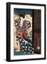 An Oiran with a Paper Kerchief in Her Mouth Advances Toward the Left-Yoshitoshi Taiso-Framed Art Print