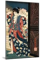 An Oiran with a Paper Kerchief in Her Mouth Advances Toward the Left-Yoshitoshi Taiso-Mounted Art Print