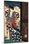 An Oiran with a Paper Kerchief in Her Mouth Advances Toward the Left-Yoshitoshi Taiso-Mounted Art Print