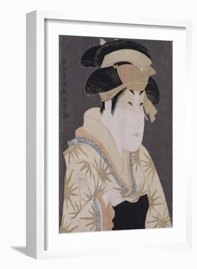 An Okubi-E Portrait of the Actor Segawa Kikunojo III in the Role of Oshizu-Chokosai Eisho-Framed Giclee Print