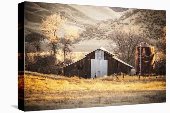 An Old Barn And Water Tank In The Early Morning Light Along Highway 25 In San Benito County-Ron Koeberer-Stretched Canvas