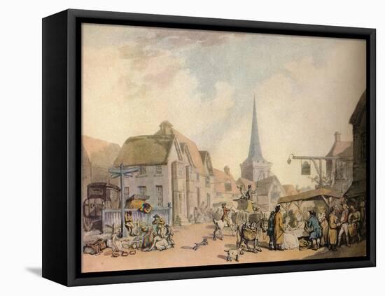 'An old English Village Scene', c18th century. (1941)-Thomas Rowlandson-Framed Stretched Canvas