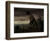 An Old-Fashioned Depiction of Tyrannosaurus Rex in Upright Stance-null-Framed Art Print