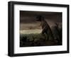 An Old-Fashioned Depiction of Tyrannosaurus Rex in Upright Stance-null-Framed Art Print