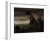 An Old-Fashioned Depiction of Tyrannosaurus Rex in Upright Stance-null-Framed Art Print