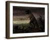 An Old-Fashioned Depiction of Tyrannosaurus Rex in Upright Stance-null-Framed Art Print