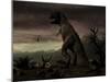 An Old-Fashioned Depiction of Tyrannosaurus Rex in Upright Stance-null-Mounted Art Print