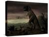 An Old-Fashioned Depiction of Tyrannosaurus Rex in Upright Stance-null-Stretched Canvas