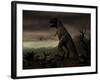 An Old-Fashioned Depiction of Tyrannosaurus Rex in Upright Stance-null-Framed Art Print