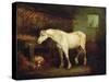 An Old Grey Mare at a Manger-George Morland-Stretched Canvas