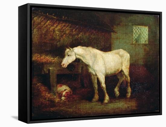 An Old Grey Mare at a Manger-George Morland-Framed Stretched Canvas