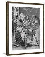 An Old Irishwoman at Her Spinning-Wheel-W^ Lawrence-Framed Photographic Print