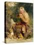 An Old Man and His Dog Seated by a Road Side-Edwin Henry Landseer-Stretched Canvas