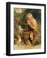 An Old Man and His Dog Seated by a Road Side-Edwin Henry Landseer-Framed Giclee Print