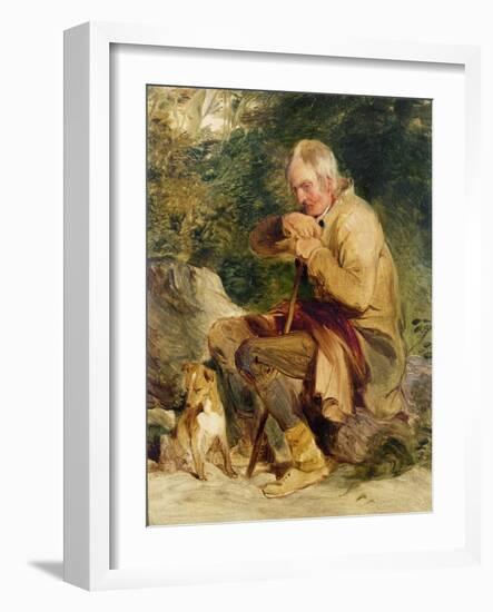 An Old Man and His Dog Seated by a Road Side-Edwin Henry Landseer-Framed Giclee Print