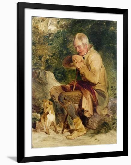 An Old Man and His Dog Seated by a Road Side-Edwin Henry Landseer-Framed Giclee Print