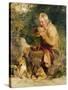 An Old Man and His Dog Seated by a Road Side-Edwin Henry Landseer-Stretched Canvas