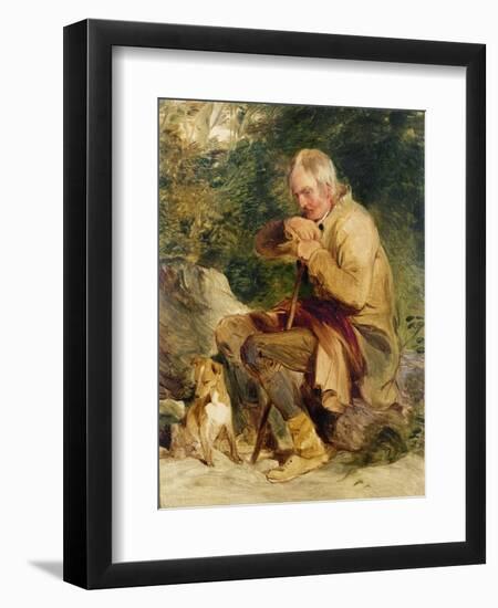 An Old Man and His Dog Seated by a Road Side-Edwin Henry Landseer-Framed Premium Giclee Print