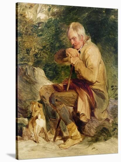 An Old Man and His Dog Seated by a Road Side-Edwin Henry Landseer-Stretched Canvas