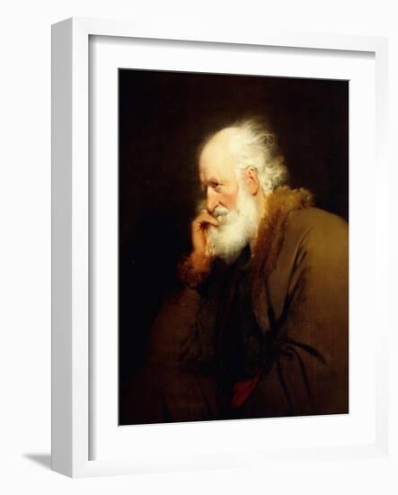 An Old Man, half-length, in a Brown Fur-lined Coat-Joseph Wright of Derby-Framed Giclee Print