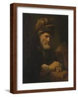 An Old Man in a Fur Cap, 1650-60-Karel van der Pluym-Framed Giclee Print