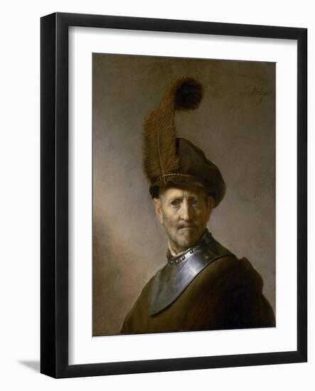 An Old Man in Military Costume (Formerly Called Portrait of Rembrandt's Father), C.1630-Rembrandt van Rijn-Framed Giclee Print