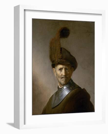 An Old Man in Military Costume (Formerly Called Portrait of Rembrandt's Father), C.1630-Rembrandt van Rijn-Framed Giclee Print