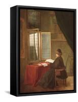 An Old Man Seated before a Window, Reading, 1653 or 1655-Jacobus Vrel-Framed Stretched Canvas