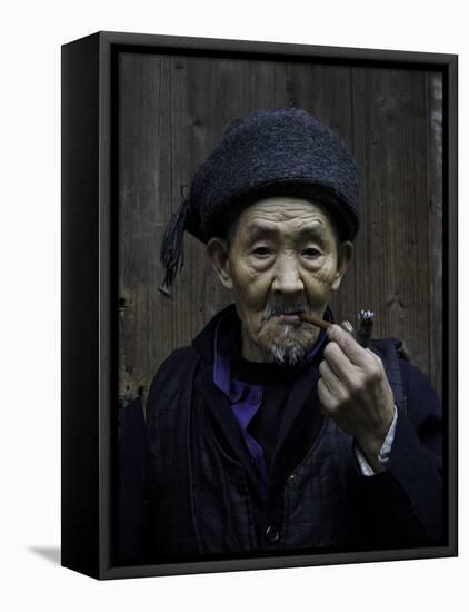 An Old Man Smoking Pipe, China-Ryan Ross-Framed Stretched Canvas