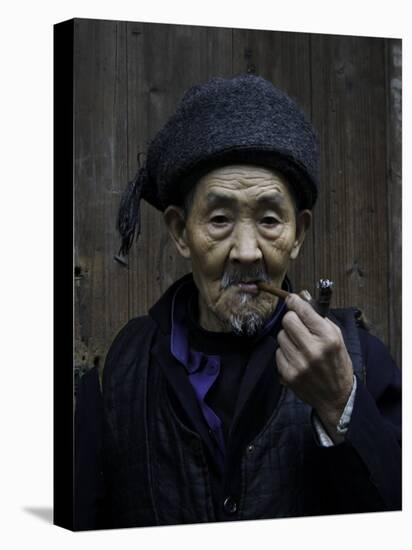 An Old Man Smoking Pipe, China-Ryan Ross-Stretched Canvas